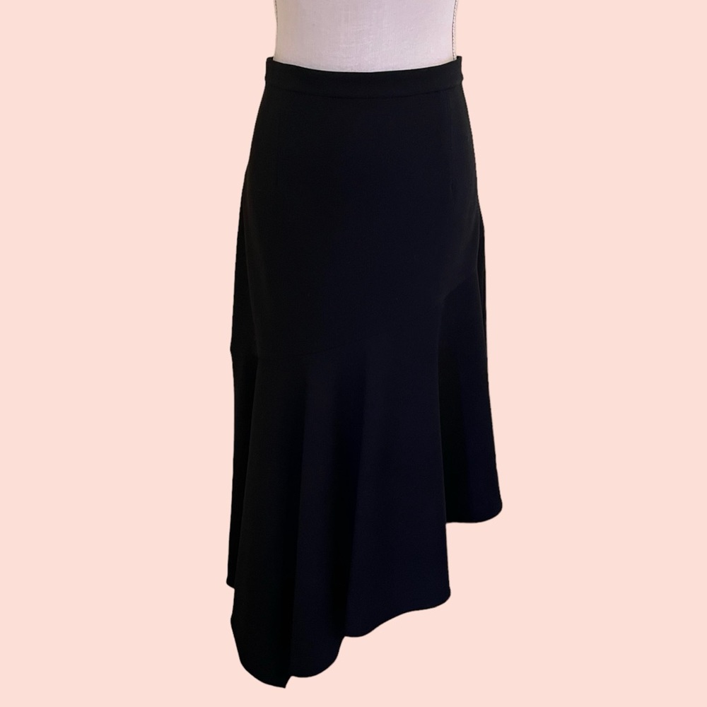 Michael Kors COLLECTION Black Light Weight Stretch Wool Cascade Skirt NEW